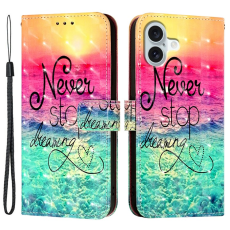 A-One Brand - iPhone 16 Plus Plånboksfodral Printing Pattern Med Rem