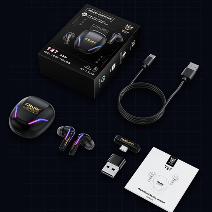 ONIKUMA - ONIKUMA TWS Trådlösa Bluetooth Hörlurar In-ear Vattentäta IPX4 T27 - Svart