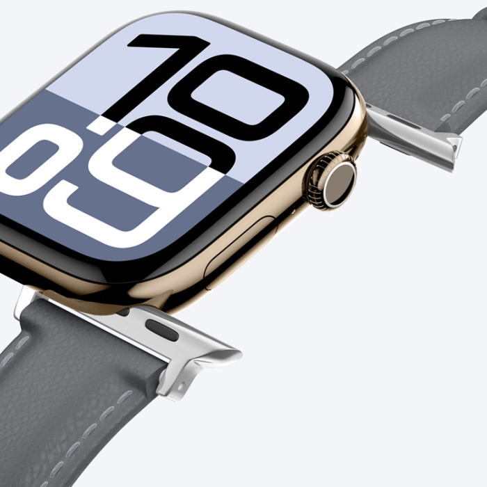 AmazingThing - AmazingThing Apple Watch 45/46/49mm Armband Class Läder - Grå
