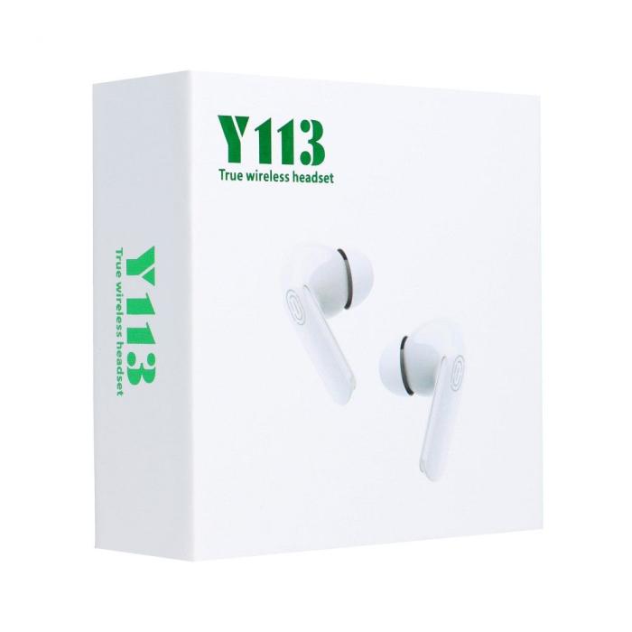 A-One Brand - Trådlösa hörlurar stereo TWS Y113 + dockningsstation vit
