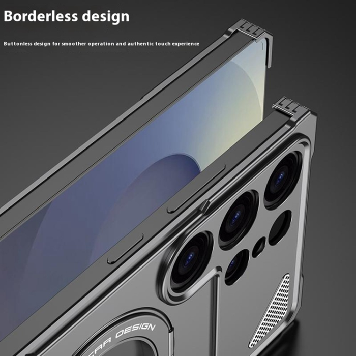 A-One Brand - Galaxy S25 Ultra Mobilskal Ramlöst Metall Kickstand - Silver
