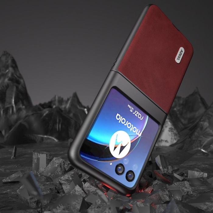 ABEEL - ABEEL Mobilskal till Motorola Razr 40 Ultra 5G PU Läder Röd
