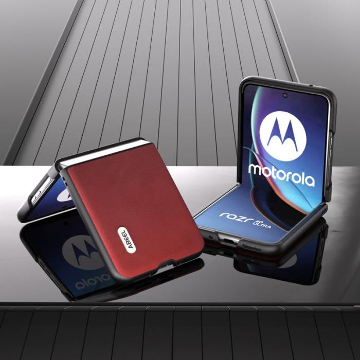 ABEEL - ABEEL Mobilskal till Motorola Razr 40 Ultra 5G PU Läder Röd
