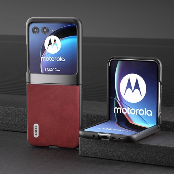 ABEEL - ABEEL Mobilskal till Motorola Razr 40 Ultra 5G PU Läder Röd