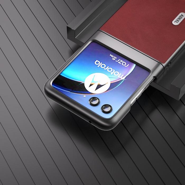 ABEEL - ABEEL Mobilskal till Motorola Razr 40 Ultra 5G PU Läder Röd
