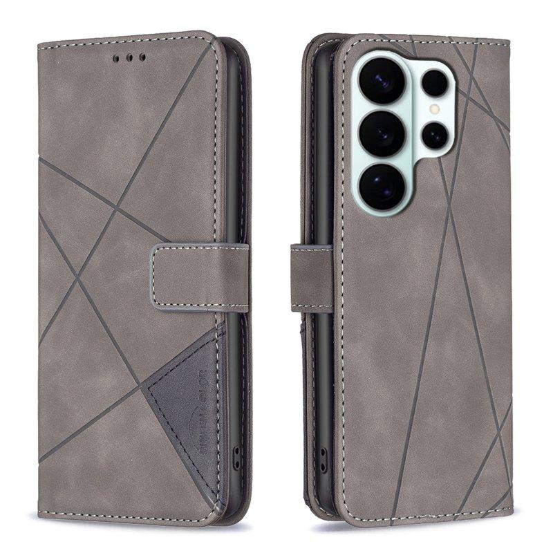 BINFEN Samsung Galaxy S26 Ultra Plånboksfodral Konstläder Geometry - Grå