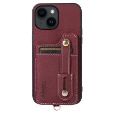 ABEEL - ABEEL Style 01 Mobilskal till iPhone 14 Plus Litchi Textur Purplish R&ouml;d