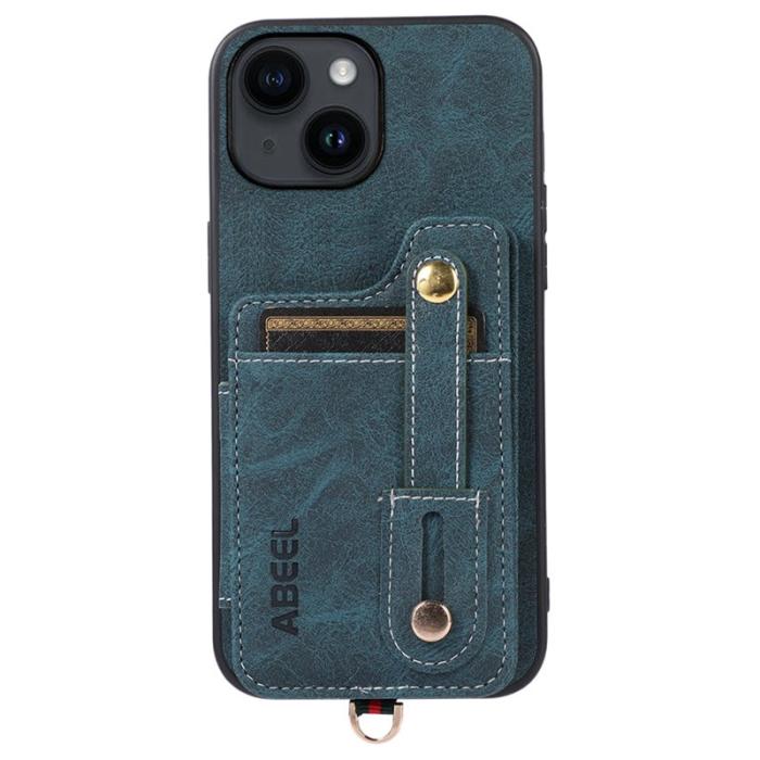 ABEEL - ABEEL Style 01 Mobilskal till iPhone 14 Plus Litchi Textur Blå