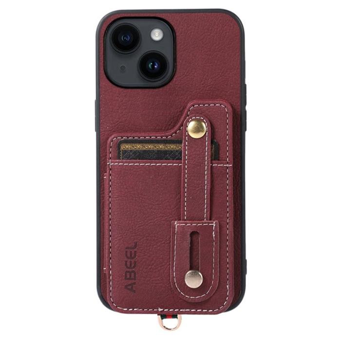 ABEEL - ABEEL Style 01 Mobilskal till iPhone 14 Plus Litchi Textur Purplish Röd
