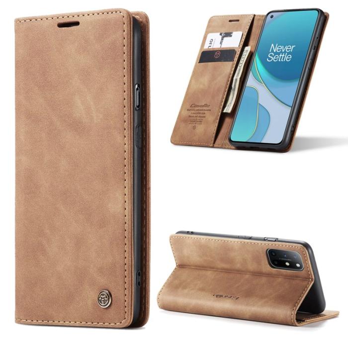 Caseme - CASEME 013 Auto-absorberande Plånboksfodral Konstläder OnePlus 8T - Brun