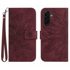 OEM - Samsung Galaxy S26 Pl&aring;nboksfodral Solrostryck Konstl&auml;der - Vinr&ouml;d