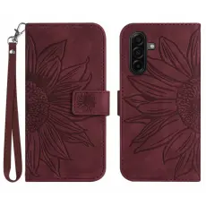 OEM - Samsung Galaxy S26 Pl&aring;nboksfodral Solrostryck Konstl&auml;der - Vinr&ouml;d