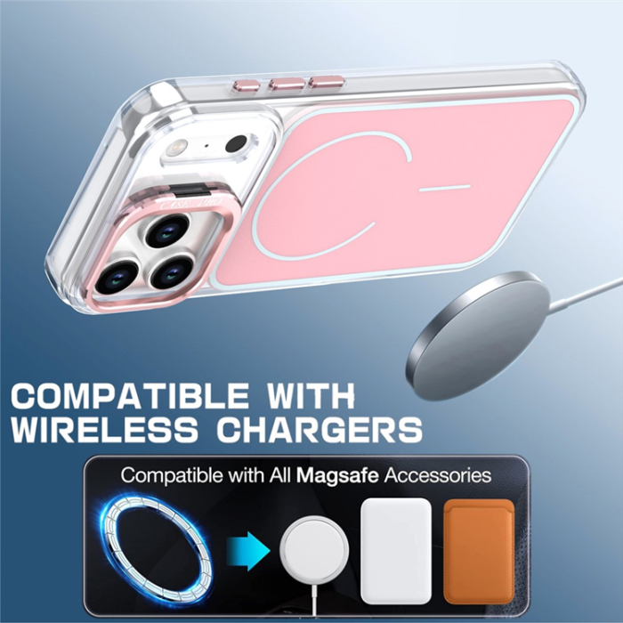 A-One Brand - iPhone 17 Pro Max Mobilskal MagSafe Lens Kickstand TPU + PC - Rosa