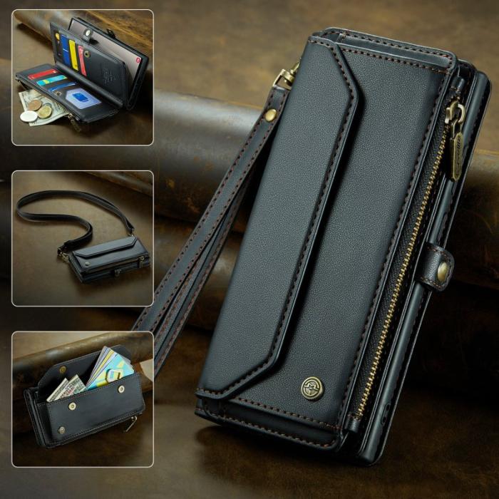 Caseme - CASEME Plånboksfodral Konstläder för Samsung Galaxy S25 Ultra - Svart