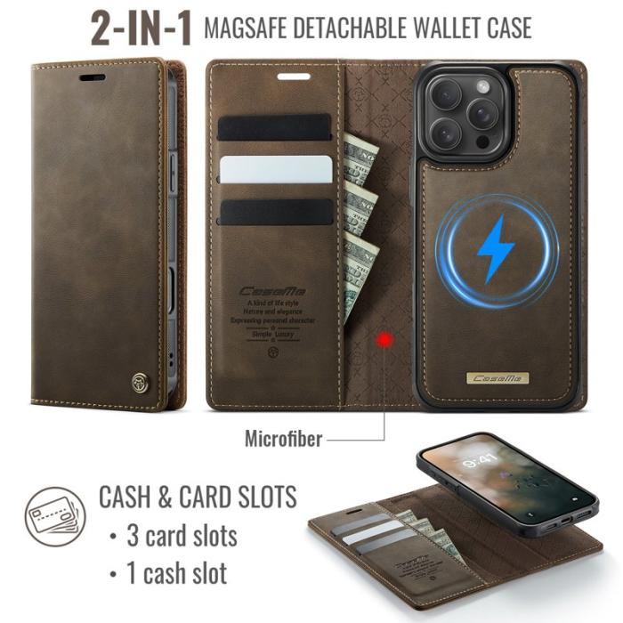Caseme - CASEME C49 Mobilskal till iPhone 16 Pro MagSafe RFID Läder - Kaffe