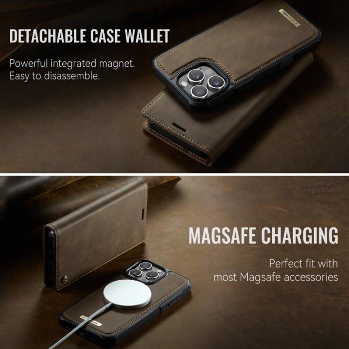 Caseme - CASEME C49 Mobilskal till iPhone 16 Pro MagSafe RFID Läder - Kaffe