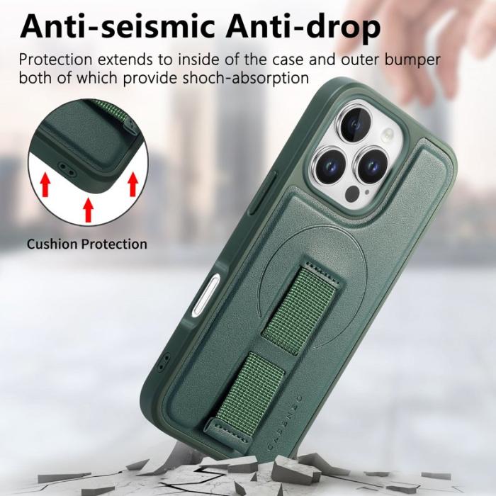 CASENEO - CASENEO iPhone 16 Pro Fodral Magnetiskt KonstLäder - Grön