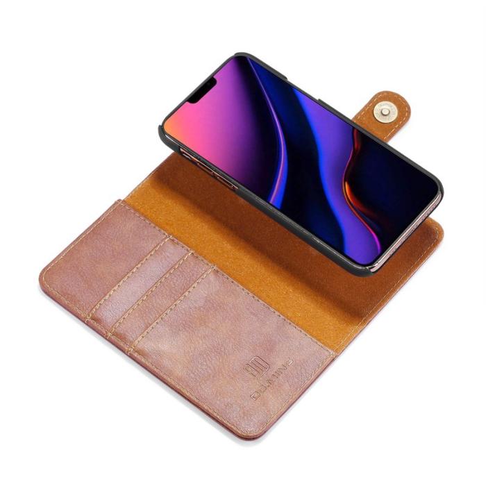 DG.MING - DG.MING iPhone 11 Pro Plånboksfodral 2-i-1 Äkta läder Skydd Brun