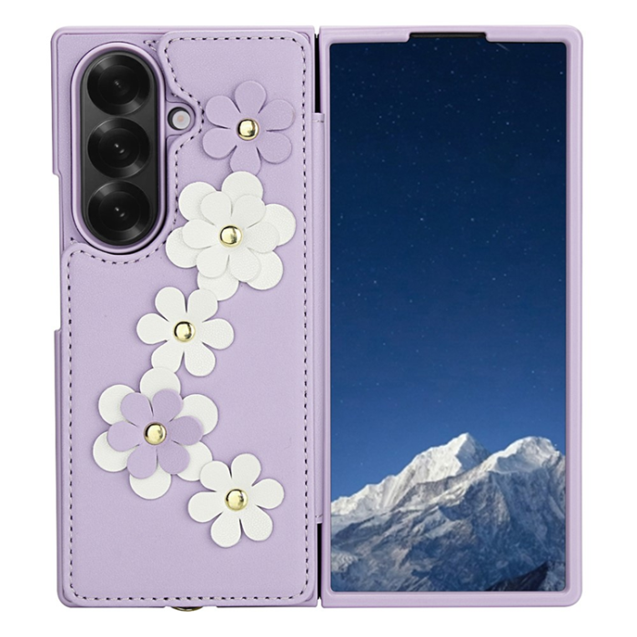 A-One Brand - Galaxy Z Fold7 Plånboksfodral Med 2 Remmar - Lila