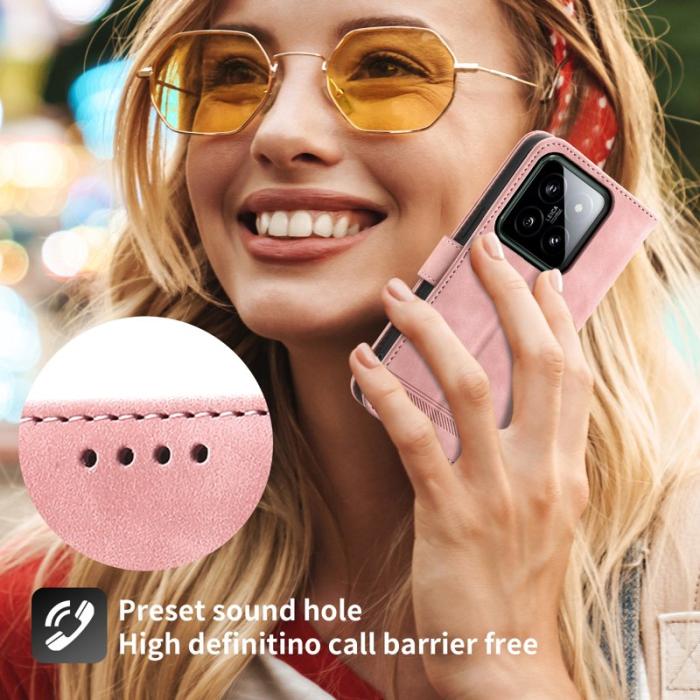 DIERFENG - DIERFENG DF-03 för Xiaomi 14 Plånboksfodral Konstläder - Rosa