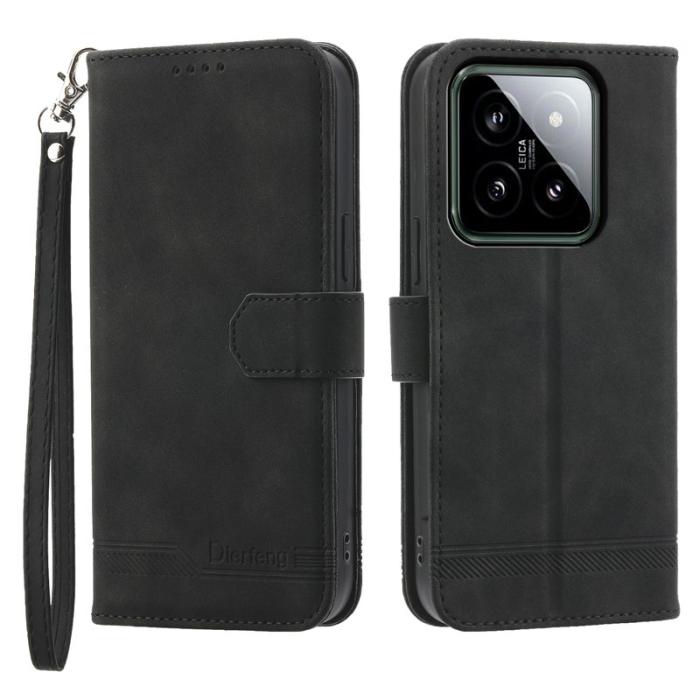 DIERFENG - DIERFENG DF-03 för Xiaomi 14 Plånboksfodral Konstläder - Svart