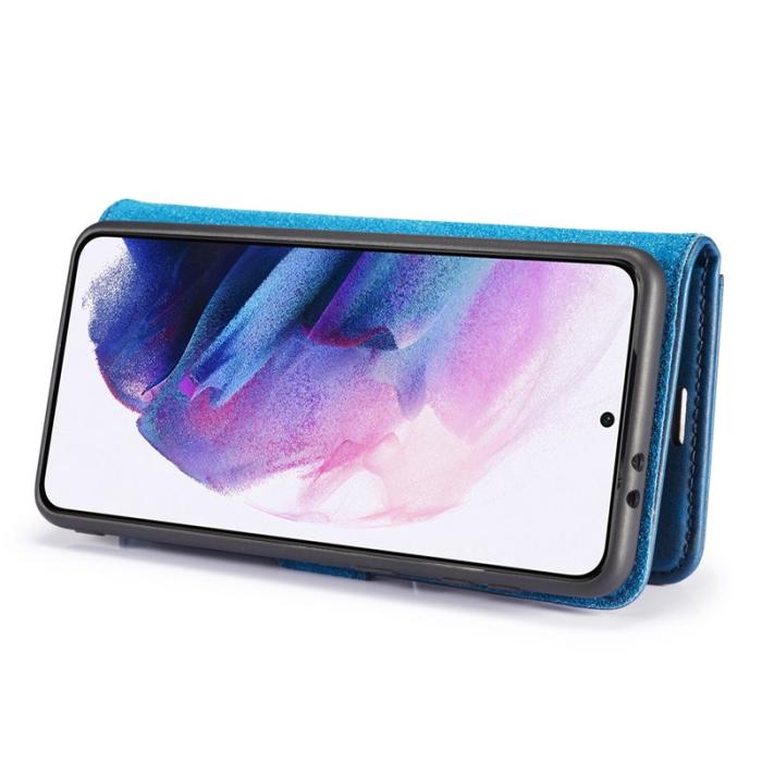 DG.MING - DG.MING Samsung Galaxy S21 4G/5G Plånboksfodral Äkta Läder 2-i-1 Blå