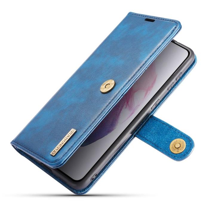 DG.MING - DG.MING Samsung Galaxy S21 4G/5G Plånboksfodral Äkta Läder 2-i-1 Blå