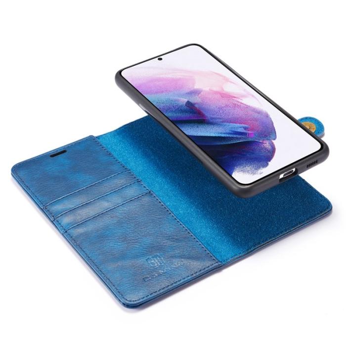 DG.MING - DG.MING Samsung Galaxy S21 4G/5G Plånboksfodral Äkta Läder 2-i-1 Blå