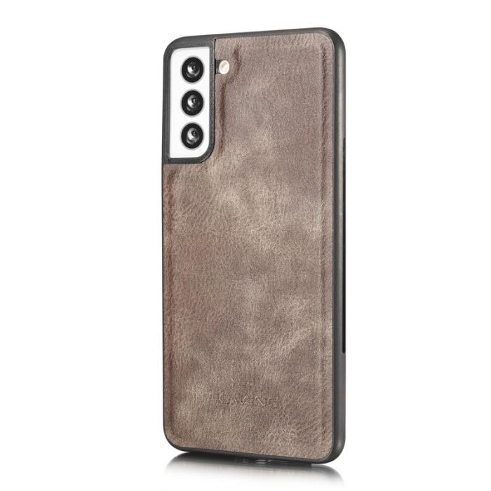 DG.MING - DG.MING Samsung Galaxy S21 4G/5G Plånboksfodral Äkta Läder 2-i-1 Grå