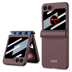 GKK - GKK Galaxy Z Flip 7 Mobilskal med Privacy Skärmskydd - Wine Röd