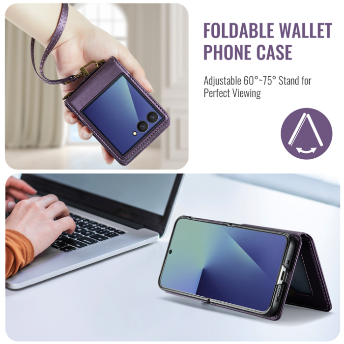 Caseme - CASEME Galaxy Z Flip 7 Plånboksfodral RFID Blocking C22 - Lila