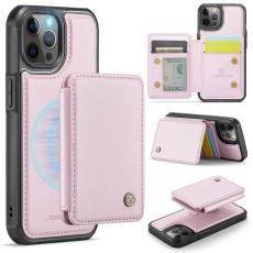 JEEHOOD - JEEHOOD J05 Mobilskal till iPhone 12 Pro Max L&auml;der med Kortfack - Rosa
