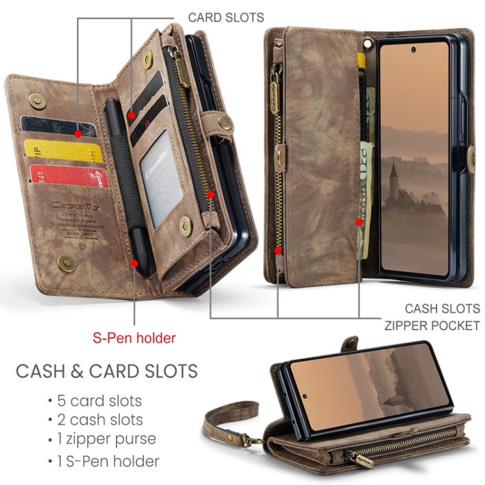 Caseme - CASEME Galaxy Z Fold 7 Plånboksfodral Med Rem - Brun