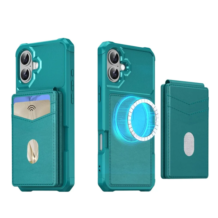 A-One Brand - iPhone 17 Mobilskal Magsafe Korthållare Detachable - Grön