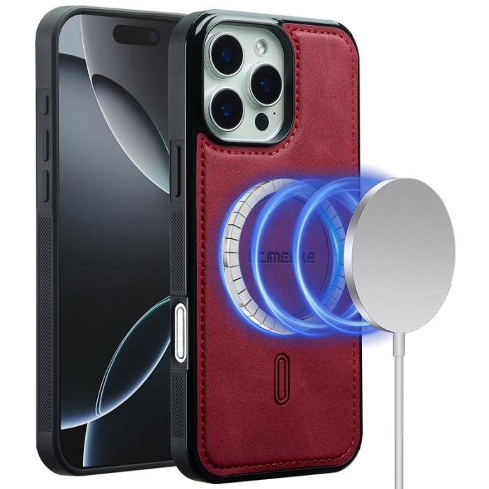 LC.imeeke - LC.IMEEKE L6 iPhone 16 Pro Fodral KonstLäder - Röd