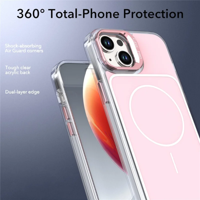 A-One Brand - iPhone 15 Plus Mobilskal MagSafe Lens Kickstand med Handrem - Rosa