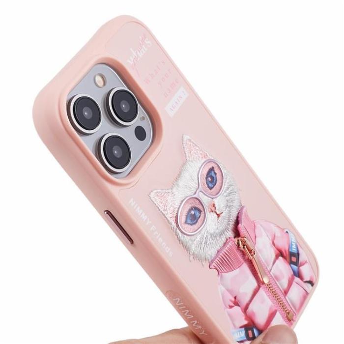 NIMMY - NIMMY iPhone 14 Pro Max Mobilskal Glasses Pet Gen 2 - Rosa Coat Cat
