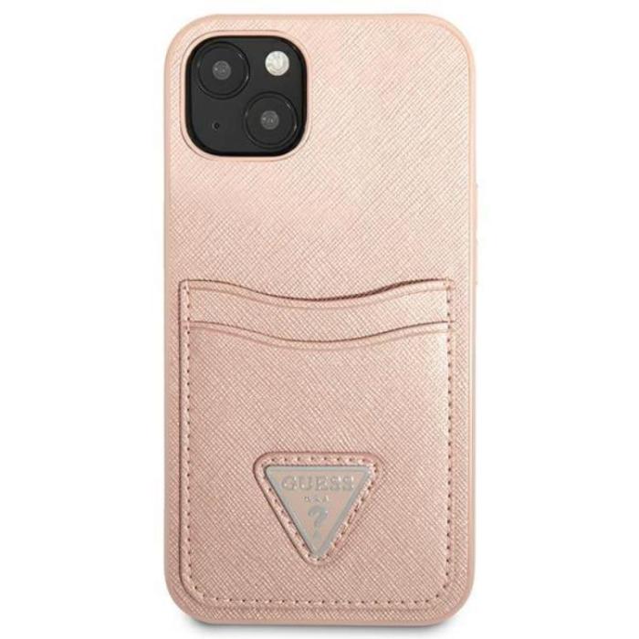 Guess - Guess iPhone Mini Skal Korthållare Saffiano Triangle Logo - Rosa