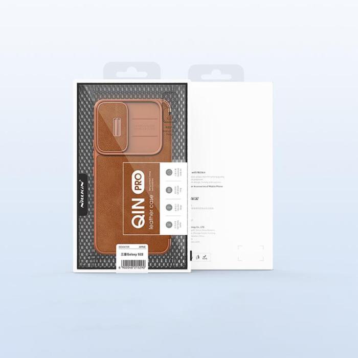 UTGATT - Nillkin Galaxy S22 Plånboksfodral Qin Läder Pro Holster Flip - Brun