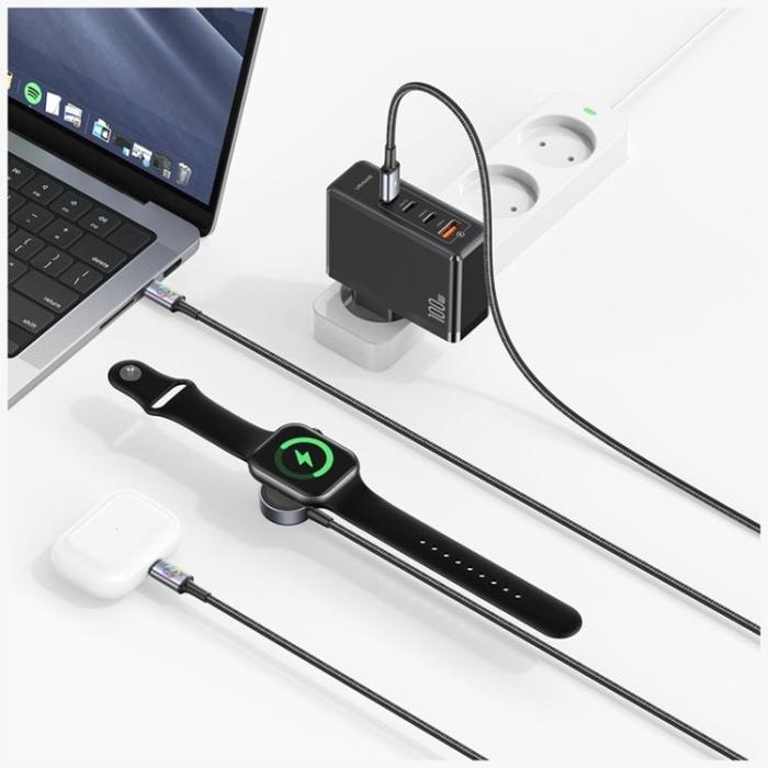 USAMS - USAMS USB-C till USB-C 72W Kabel med Trådlös laddare för Watch 1.2m Huan SJ754