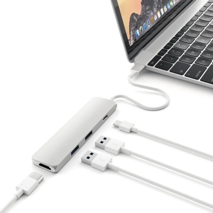 Satechi - Satechi Slim USB-C MultiPort Adapter med 4K HDMI videoutgång - Silver