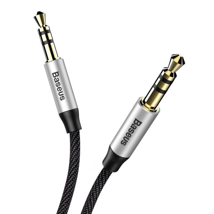 BASEUS - Baseus Stereo AUX Audio 3.5 mm Male Mini Jack - Silver/Svart