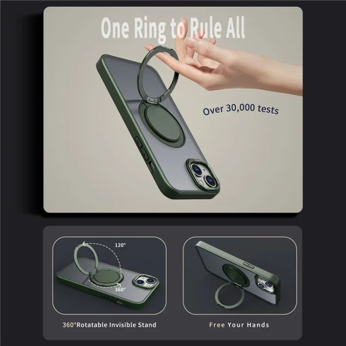 OEM - iPhone 16 Plus Mobilskal MagSafe Ring Rotating - Grön