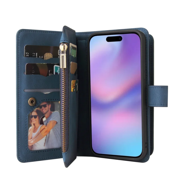 A-One Brand - iPhone 17 Konstläder Plånboksfodral Zipper Rem