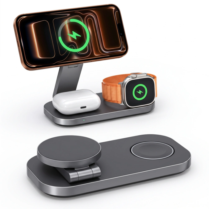 Tech-Protect - Tech-Protect 3-in-1 Trådlös Laddare Magsafe iPhone, Apple Watch, AirPods - Svart