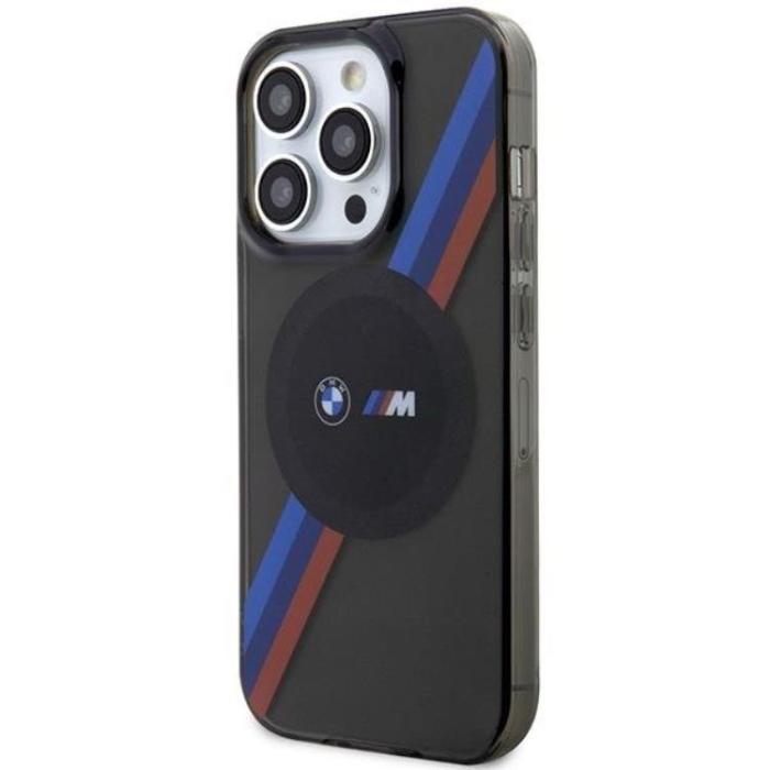 BMW - BMW iPhone 14 Pro Mobilskal Magsafe Tricolor Stripes - Grå