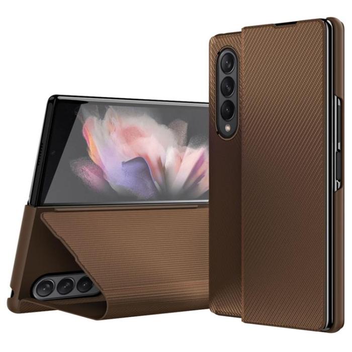 A-One Brand - Galaxy Z Fold 4 Fodral Kevlar Texture Folio Flip - Brun