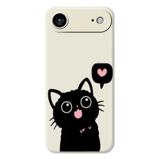 A-One Brand - iPhone Air Mobilskal Love Black Cat Pattern - Beige
