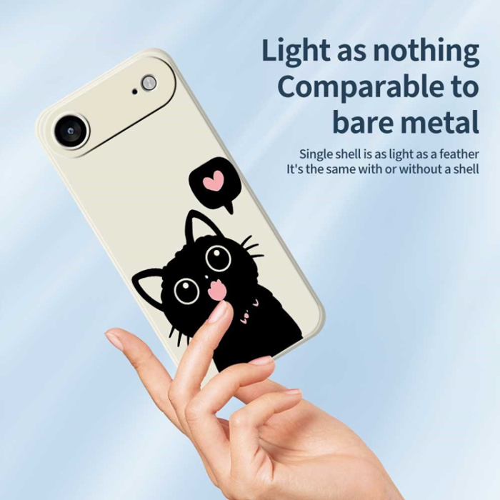 A-One Brand - iPhone Air Mobilskal Love Black Cat Pattern - Lila