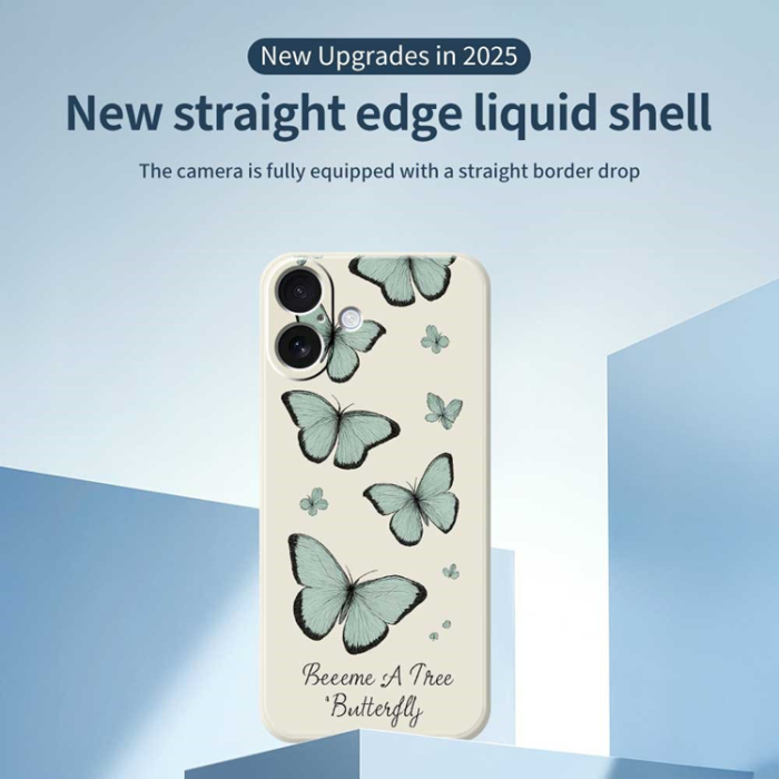 A-One Brand - iPhone 17 Mobilskal Grön Butterfly Pattern TPU - Beige